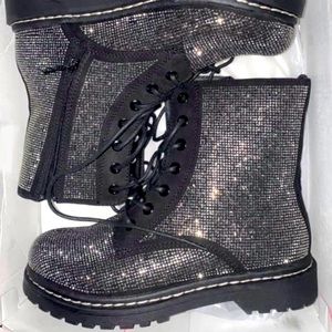 Betsey Johnson Rhinestone Combat Boots 